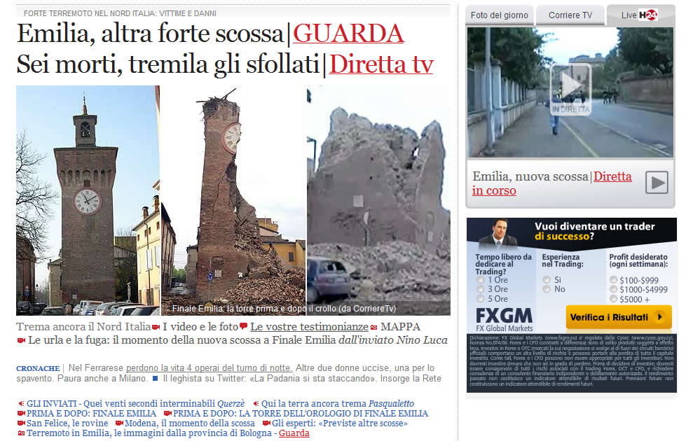 terremoto prima pagina corriere.it terremoto