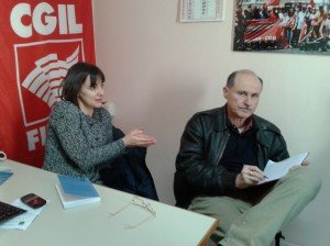 Nella foto Sonia Paoloni, responsabile provinciale Cgil Filctem e Marsilio Marsili responsabile della Camera del lavoro di Civitanova