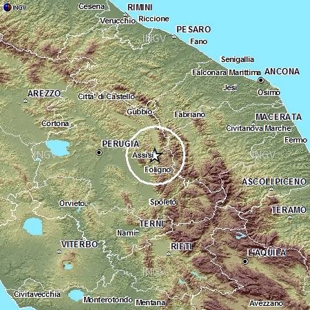 Il terremoto rilevato questa notte