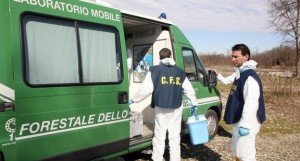 La Forestale mentre effettua prelievi per le analisi