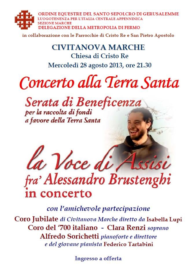 locandina concerto della terra santa civitanova frà alessandro brustenghi