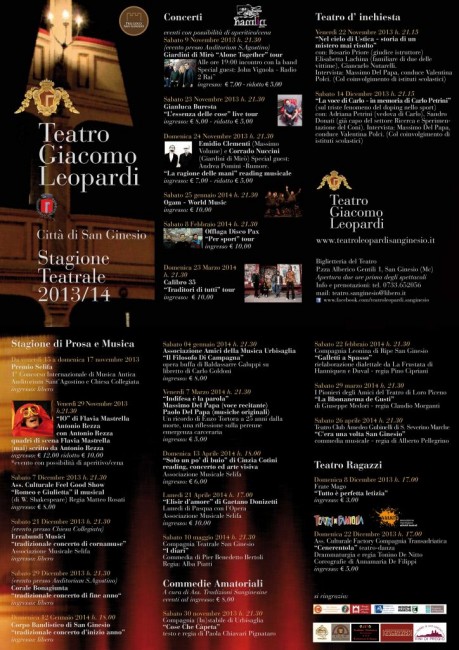 STAGIONE TEATRO LEOPARDI SAN GINESIO 2013-14-Locandina