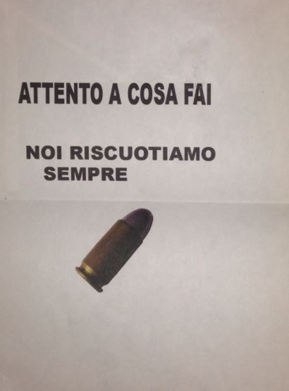 La lettera minatoria giunta a Michele Cesari