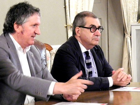 Il sindaco Giuseppe Pezzanesi e il direttore di Biumor Evio Hermas Ercoli