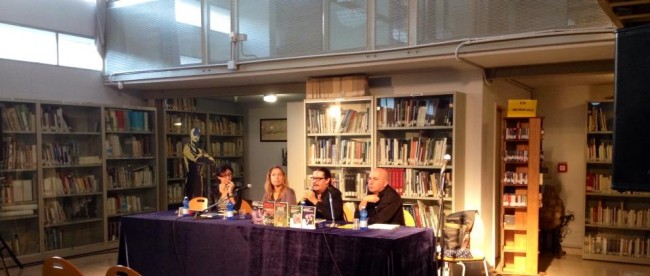 Da sinistra Elisabetta Bucciarelli ospite di Giallocarta e Andrea Carlo Cappi fra Pina Vallesi e Marco Pipponzi