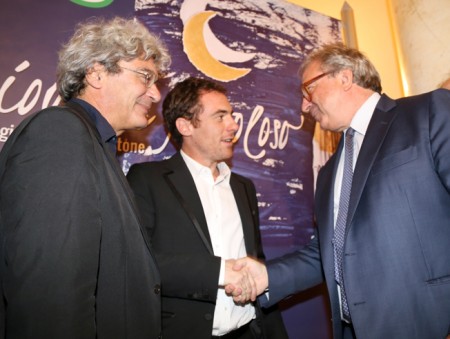 Il regista Martone, l'attore Germano e il presidente Spacca
