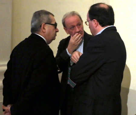 Da sn: Hermas E. Ercoli, l'assessore regionale Pietro Marcolini ed Daniele Salvi all'auditorium Svoboda