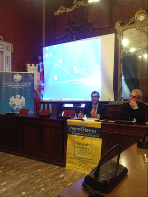 Il direttore della nuova Confcommercio Massimiliano Polacco e il sindaco Romano Carancini