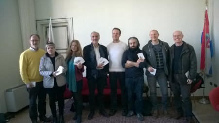 Nella foto da sinistra Ubaldo Sagripanti, Natalia Tessitore, Rosetta Martellini, Giulio Silenzi, Giovanni Melappioni, Peppe Barbera, Andrea Foresi e Pier Luigi Cavalieri
