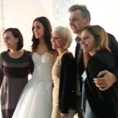 Carla Gozzi con alcuni espositori