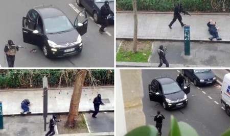 Alcune foto scattate da un testimone durante l'attentato alla sede di Charlie Hebdo