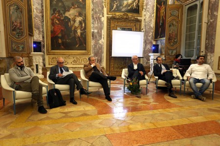 da sinistra Michele Spagnuolo, Luigi Lacchè, Giuliano Bianchi, Romano Carancini, Matteo Mauri e Michele Biagiola