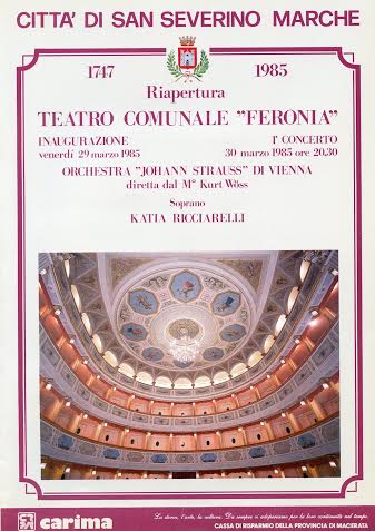 Il manifesto del concerto inaugurale del Feronia nel 1985