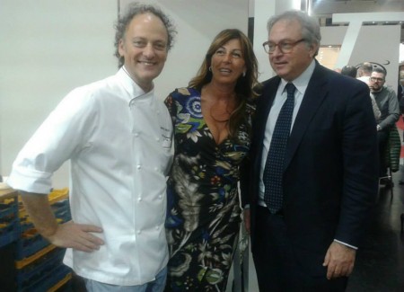 Moreno Cedroni, Angela Piotti Velenosi e Gian Mario Spacca al Vinitaly