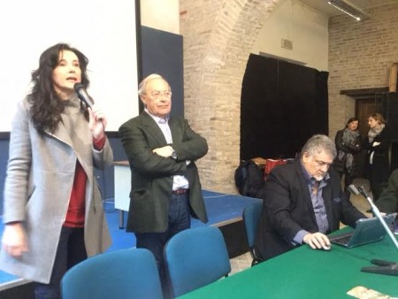Il sindaco di Porto Recanati Sabrina Montali con Dario Gattafoni, presidente dell'Ordine dei giornalisti delle Marche