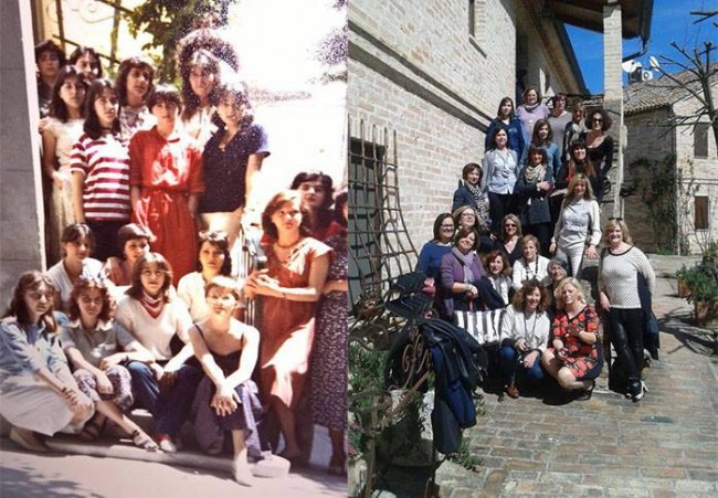 La classe che si è ritrovata dopo 35 anni (prima e dopo)