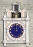 Rendering dei pupi sulla torre dell'orologio