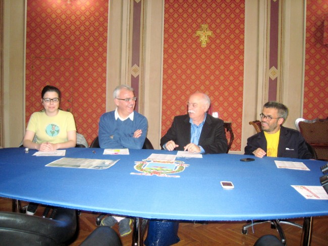 La conferenza stampa di questa mattina: da sinistra Lucia Boari, Romano Carancini, Antonio Pettinari e Claudio Gaetani