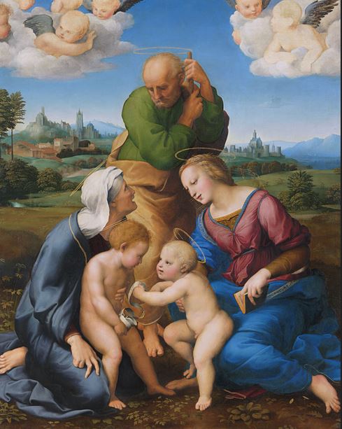La Sacra famiglia di Raffaello, una delle opere ritenute false che sono al centro del processo