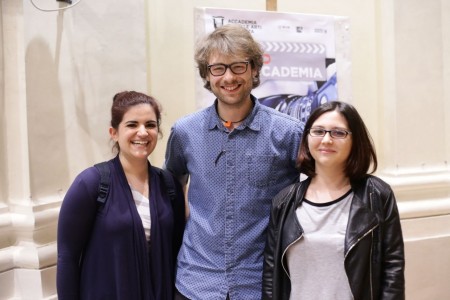 Corto in Accademia terza giornata Aurora Camilli Leonardo Destro Alice Teodori autori di un corto di Macerata