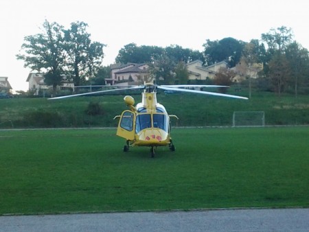 L'eliambulanza a Sarnano