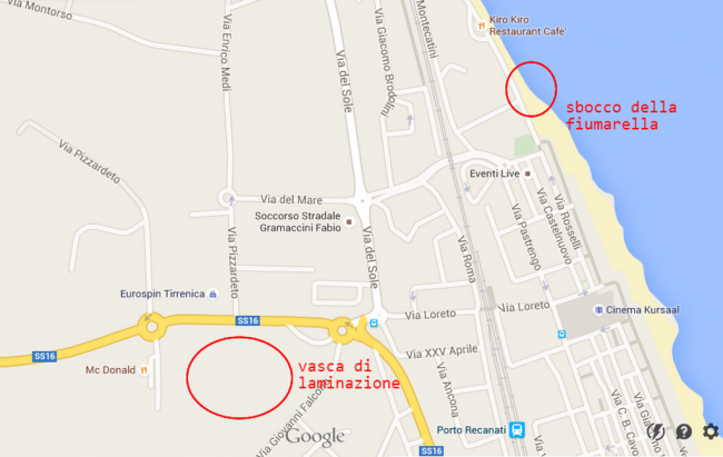 Larea-della-vasca-e-lo-sbocco-della-Fiumarella-disegnati-su-Google-Maps