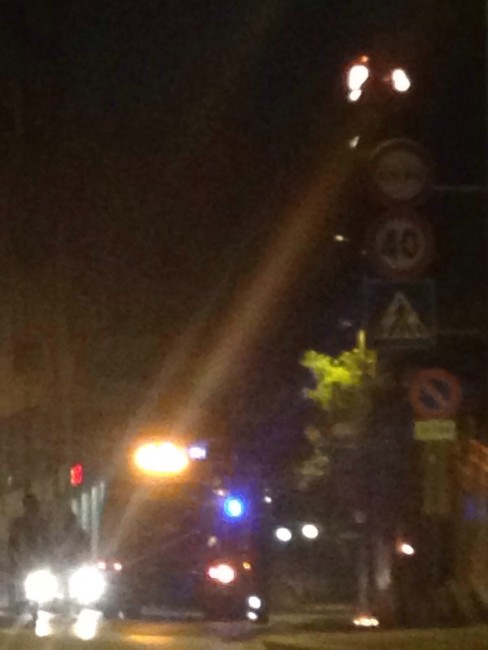 Lampione a fuoco in via dei Velini