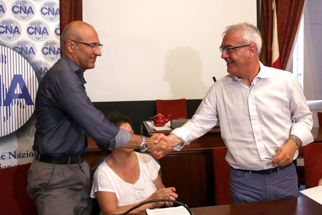 Giorgio Ligliani presidente CNA Macerata con il sindaco Romano Carancini