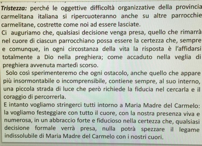 La seconda parte della lettera arrivata alle famiglie