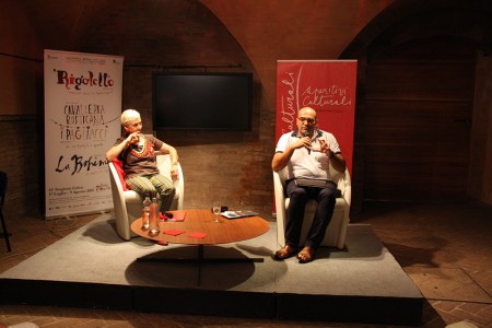 Cinzia Maroni, curatrice degli Aperitivi Culturali e Gilberto Santini, direttore Amat