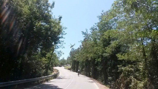 L'arrivo dell'eliambulanza sul luogo dell'incidente
