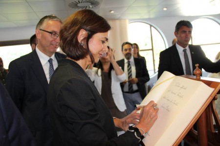 Laura Boldirni durante l'ultima visita nelle Marche a luglio 