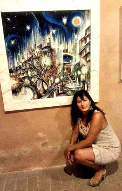 Zaga con una sua quadro