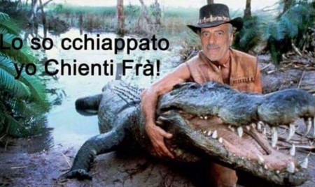 Coccodrillo avvistato a Civitanova. Un fotomontaggio con il vicesindaco Giulio Silenzi