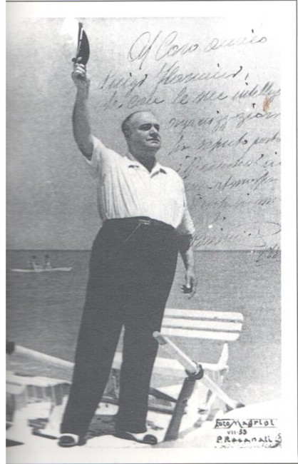 Foto dedica all'autore in occasione delle opere Cavalleria Rusticana e I Pagliacci date da Gigli la sera del 15 agosto 1953, a Recanati, a conclusione della sua brillante carriera