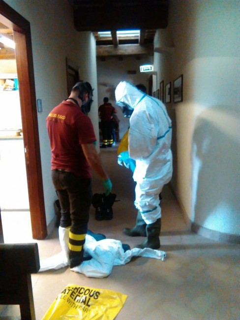 L'intervento dei vigili del fuoco a Caldarola