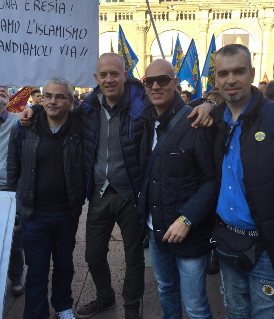 Fabrizio Ciarapica di Vince Civitanova a Bologna insieme a Pierpaolo Borroni (Fdi), Simone Garbuglia e Mauro Bedini (Lega Nord)