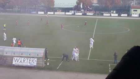 La gioia del Matelica per il successo contro il Fano