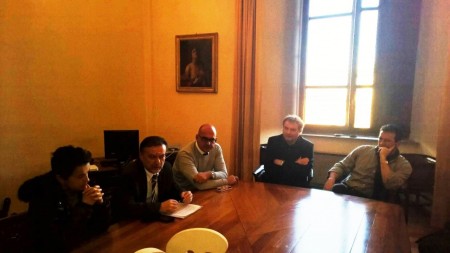 Un momento della conferenza stampa di presentazione dell'assemblea pubblica sull'ospedale che si terrà venerdì a Tolentino