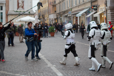 le riprese in Piazza del Popolo