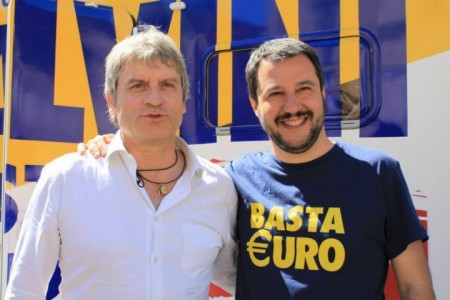 Il segretario della Lega Nord Marche Luca Paolini insieme a Matteo Salvini