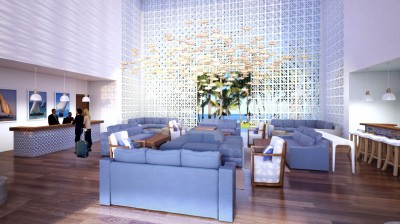 L'interno della reception progettata da Effetto Design