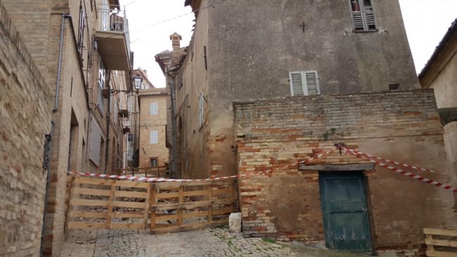 Il centro storico lesionato dal sisma