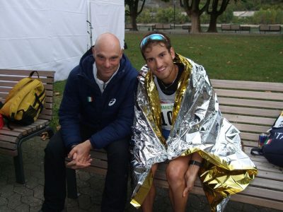 Michele Antonelli in compagnia dell'allenatore Diego Cacchiarelli