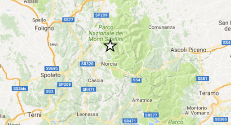 L'epicentro della scossa di magnitudo 4.2 registrata dall'Invg alle 19,22