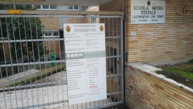 La scuola interessata dai lavori