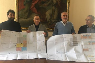 Da sinistra l'assessore ai lavori pubblici Marco Poeta. il sindaco Tommaso Corvatta, il vice Giulio Silenzi e il dirigente Stefano Stefoni