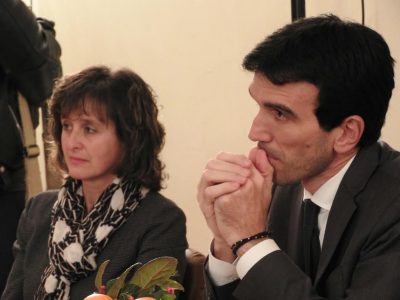 Il ministro Maurizio Martina e Ornella Formica, sindaco di Colmurano