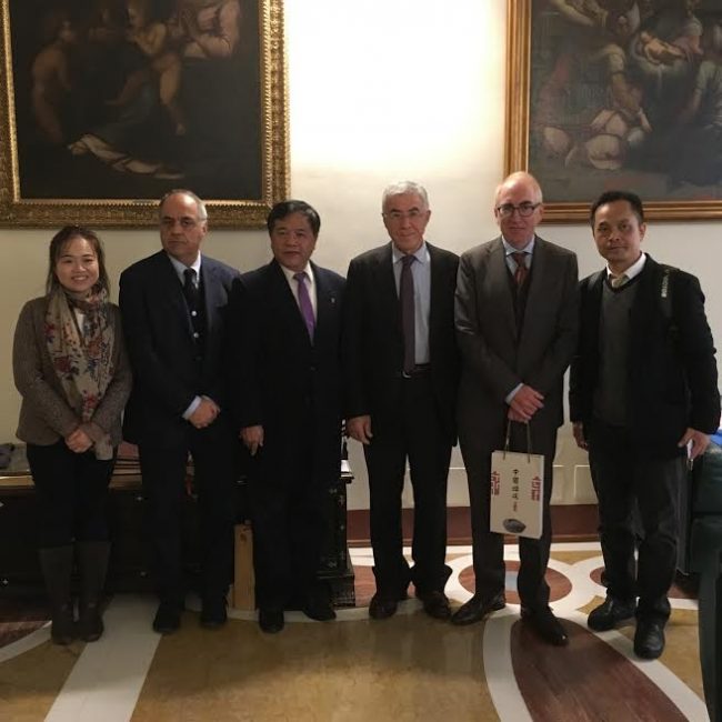 La-delegazione-della-città-cinese-Zhaoqing-lacchè-adornato
