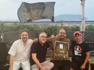 Gambini, Sonaglia e i fumettisti Marcello Toninelli e Fabio Celoni